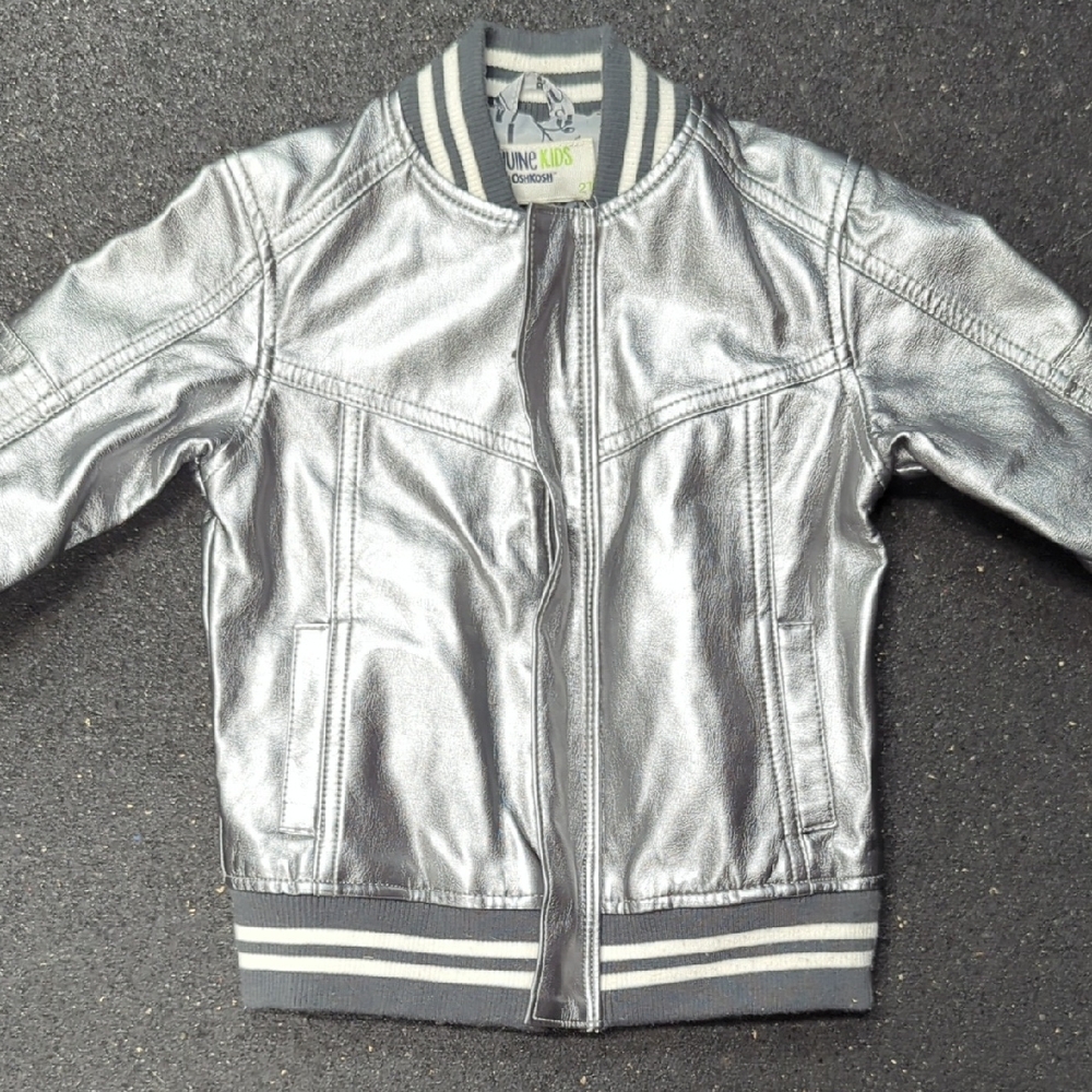 Metallic Silver Kids Jean Jacket